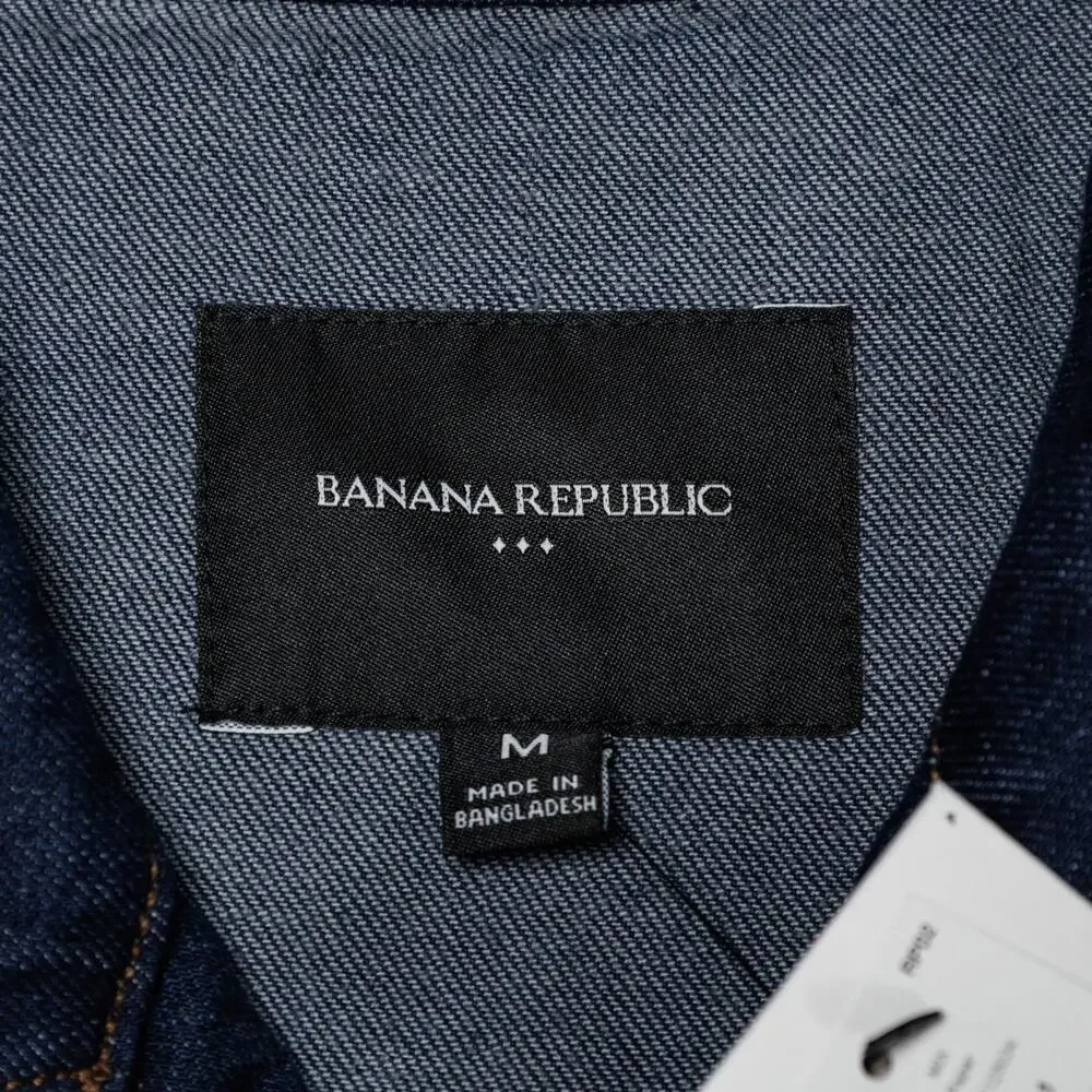 Banana Republic Dark Blue Wash Denim Short Trench Jacket Womens M NWT - Picture 4 of 14